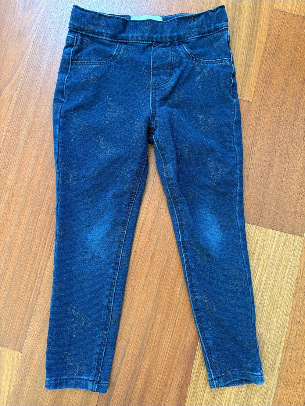 Belks Girls‘ Blue Unicorn Print Denim-Style Leggings Jegging